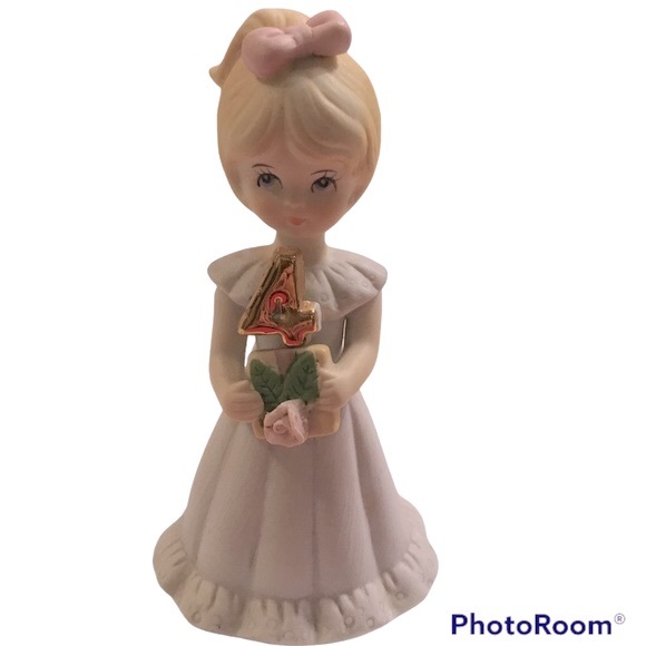 Enesco 1981 Porcelain Growing Up Girl Birthday Figurine Blonde Age 4 - Picture 1 of 3